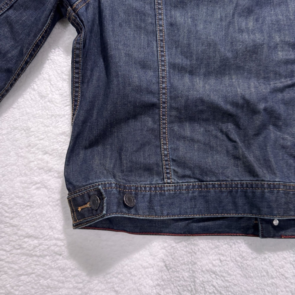 Talbots Big Patch Jean Jacket‎ Women Sz Petite Large LP Dark Blue Denim Stretch - Picture 10 of 16
